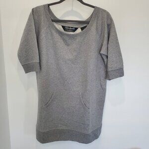 Norma Kamali Women's Grey 3/4 Sleeve Tunic Sweatshirt or Boxy Mini Dress  M